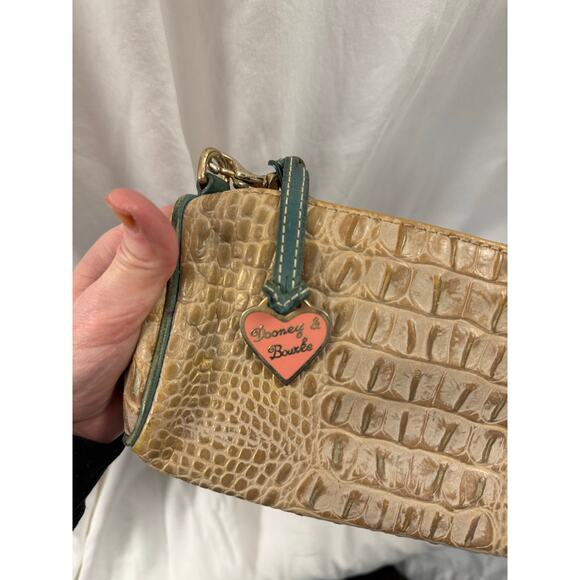 Dooney & Bourke Tan Teal Vintage Barrel Embossed Leather Bag GS - Picture 6 of 8